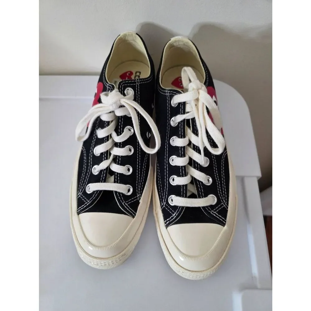 COMME des GARCONS PLAY Converse Large Emblem Low Top Canvas Sneakers in Black M7